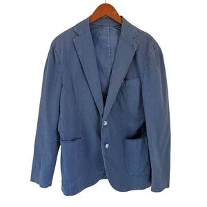 Spada Roma Mens Blue Textured Blazer Jacket Size 52 Made In Italy Cotton Blend